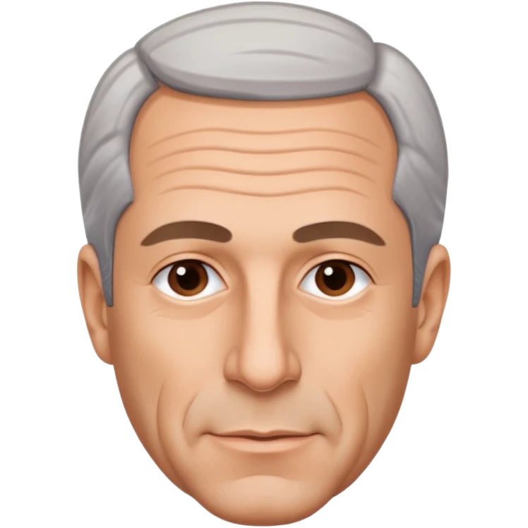 Create an Apple iOS emoji-style portrait of Jeffrey Epstein: clean vector shapes, smooth gradients, neutral expression, plain background, centered head-and-shoulders, high resolution. emoji
