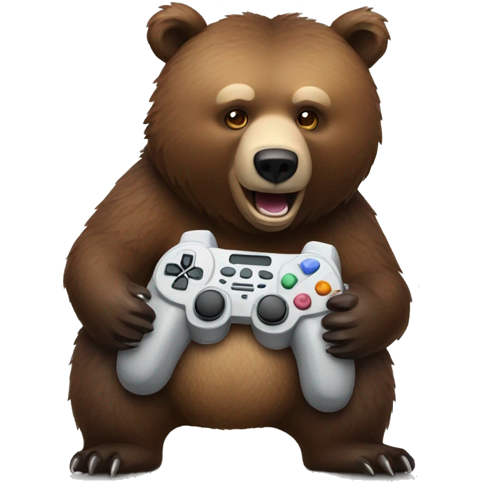 Grizzly Bear holding a video game controller  emoji