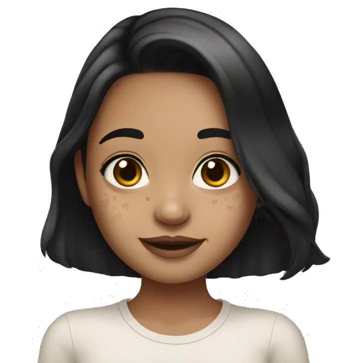 Girl with dark hair and vitiligo emoji