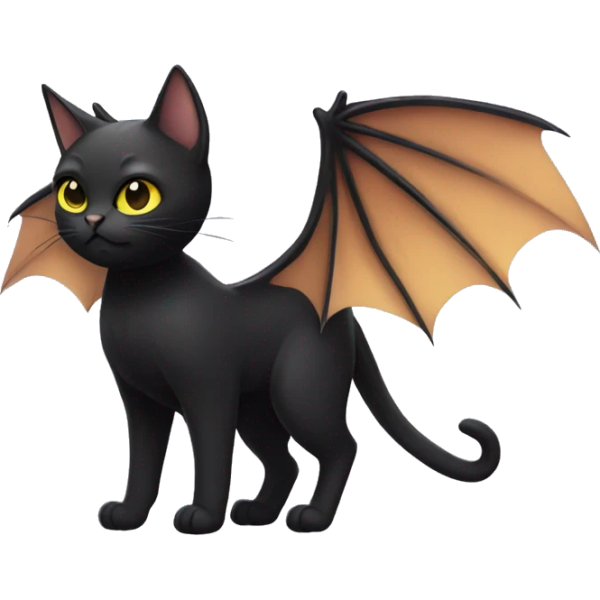 black cat with bat wings emoji