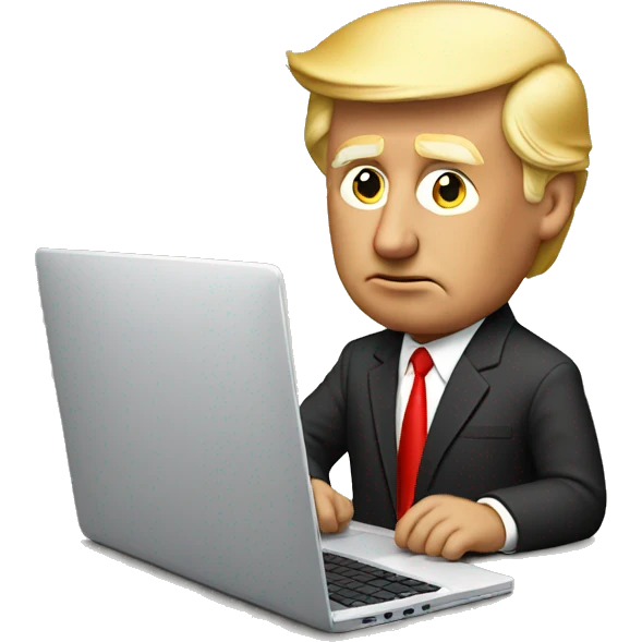 donald trump with laptop emoji
