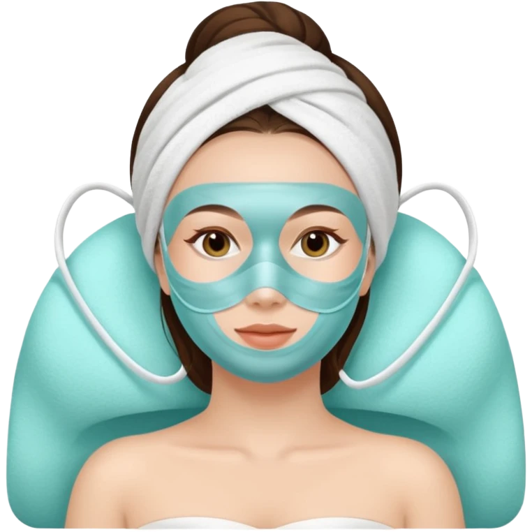 Lady with face mask spa beauty full face relaxing emoji