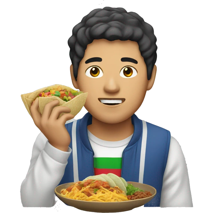 Asian guy with Mexican food emoji