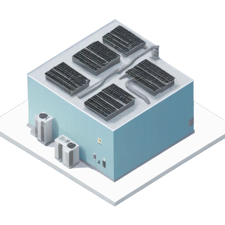 Data centre project with a chiller on the roof blowing up emoji