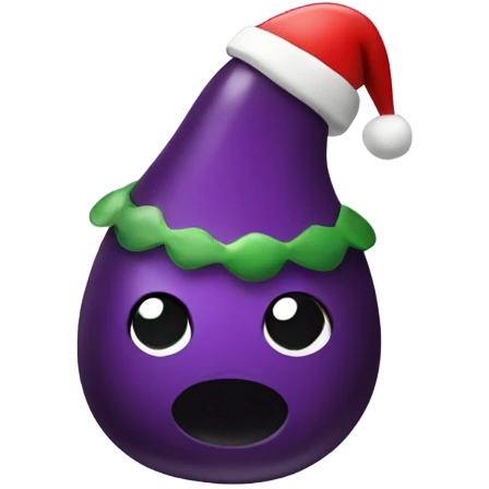Eggplant wearing Christmas hat emoji