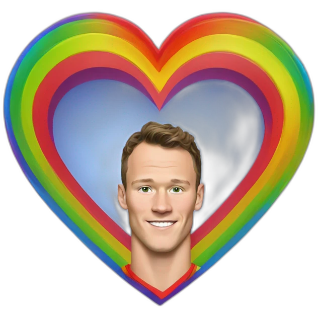Jonathan Toews inside a rainbow heart emoji