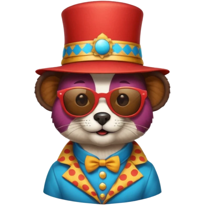 a sunglasses animal with circus hat and shirt emoji