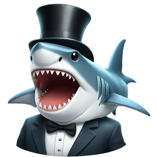 Shark with a top hat emoji