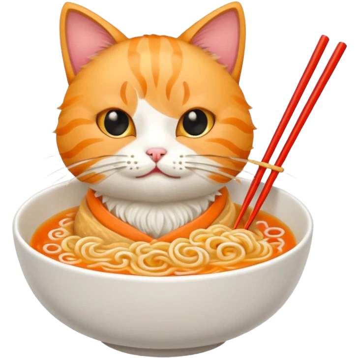 Cat eating ramen emoji