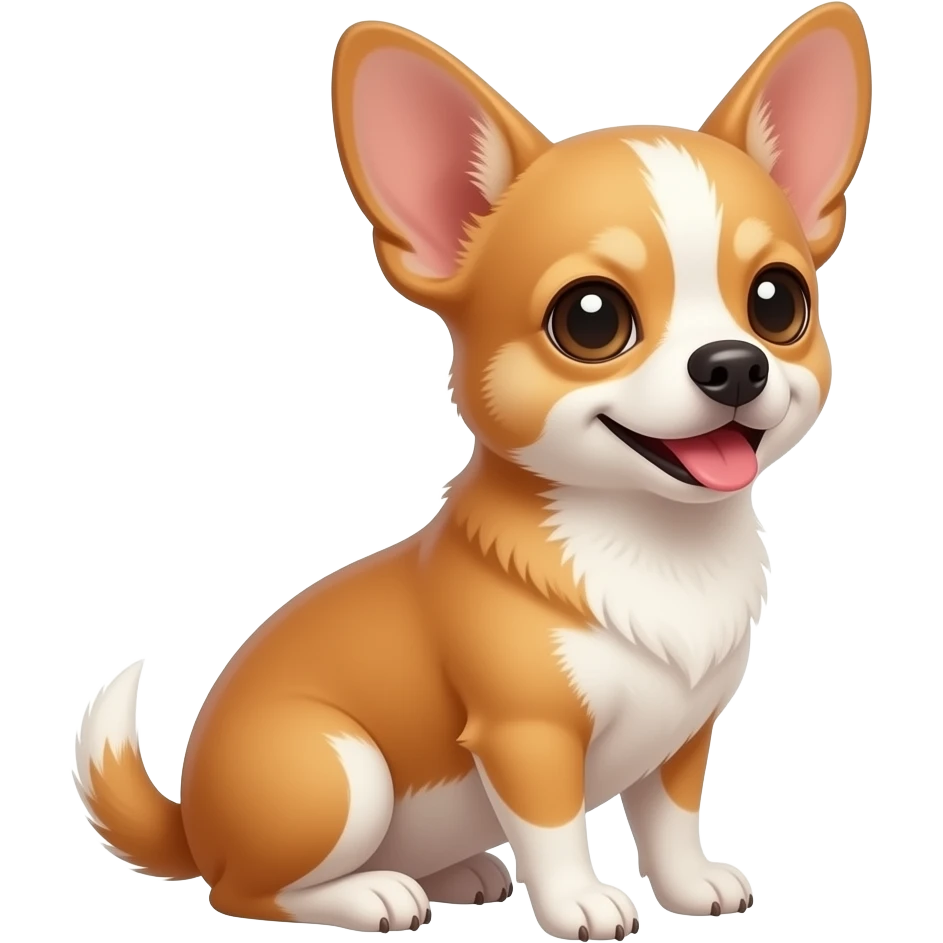 whole body,looking on right , sitting, happy,Chihuahua emoji