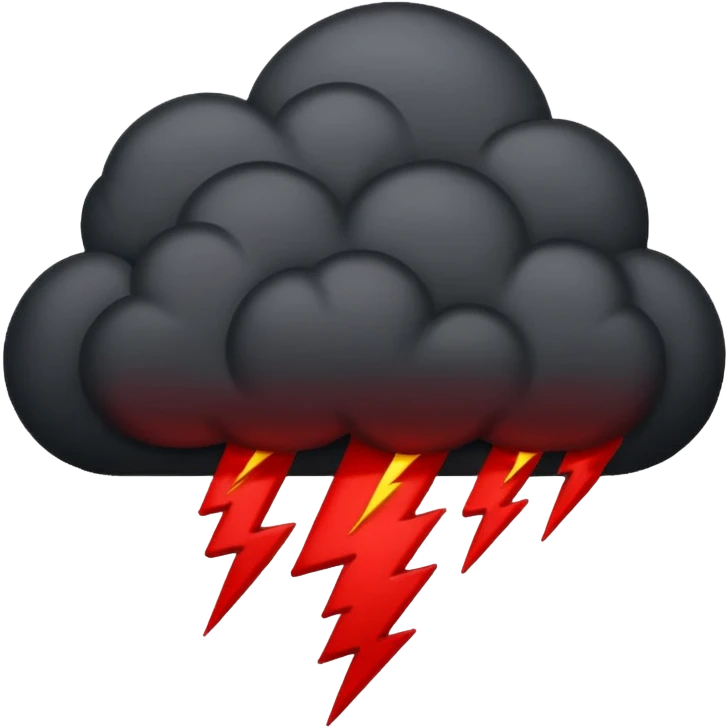 Black storm cloud with red and black lightning emoji