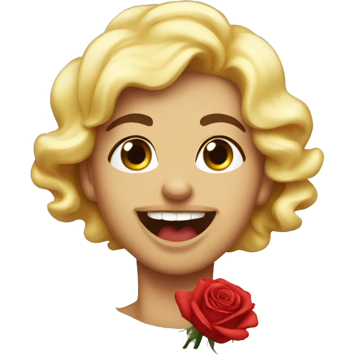 flirty rose in mouth emoji