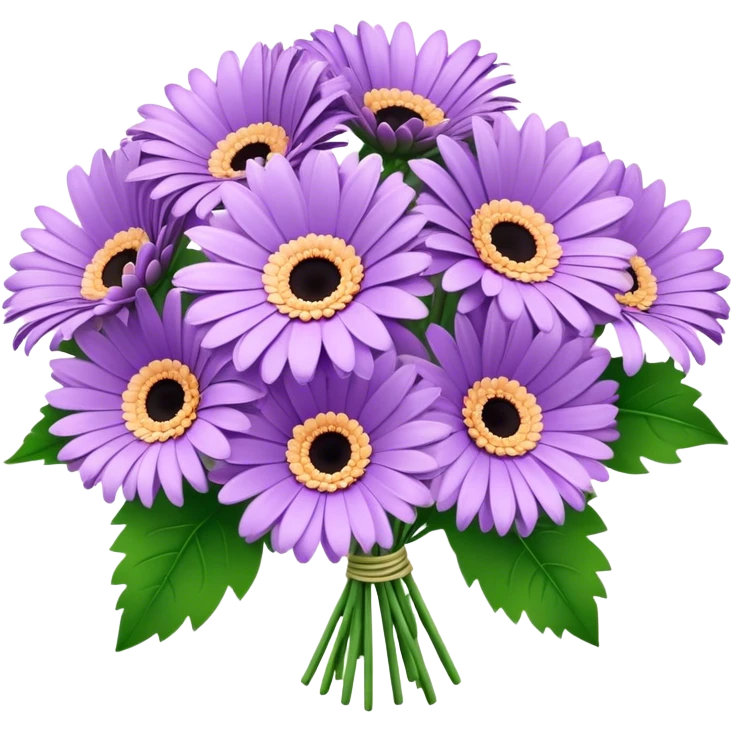 bouquet Lavender Gerbera Daisy, luxuriant, leaf, bud emoji