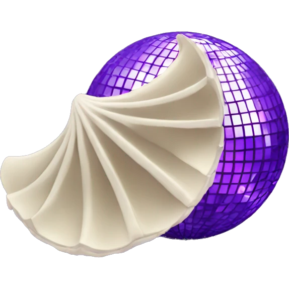 purple disco ball with clam shell emoji