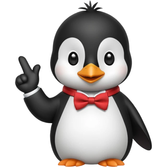 Un pinguino con una pajarita roja haciendo el gesto con la mano de cumplir una promesa emoji