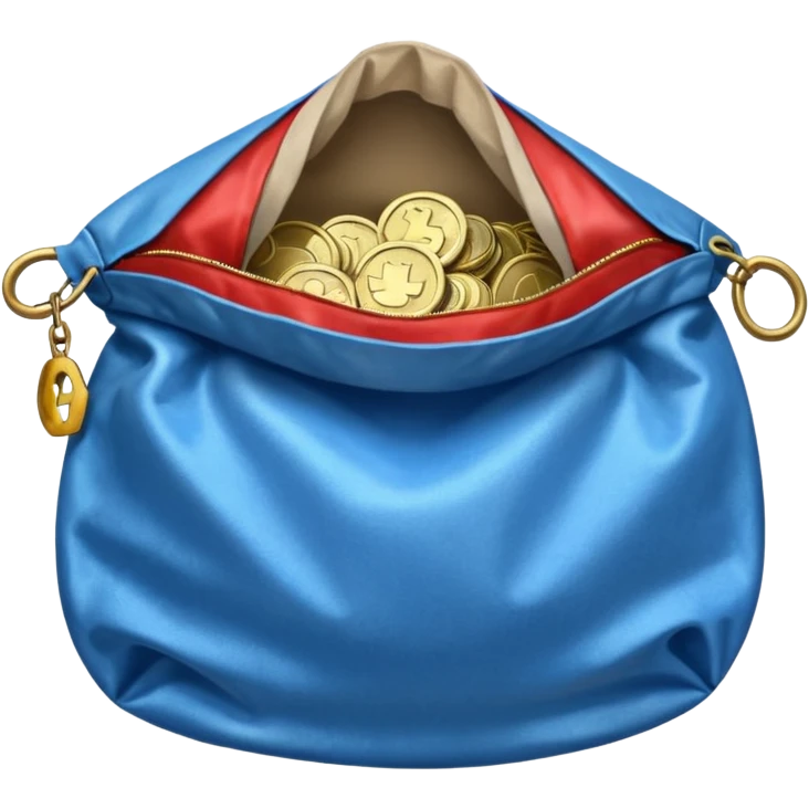 blue coins inside an opened bag  emoji