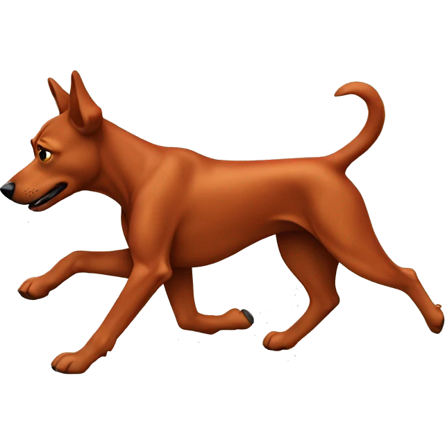 solid red dog with pointed ears running emoji