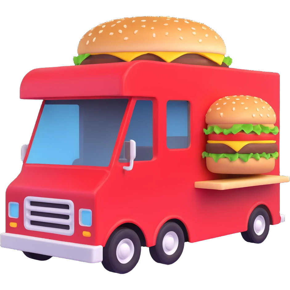generate me a 3D hamburger food truck emoji
