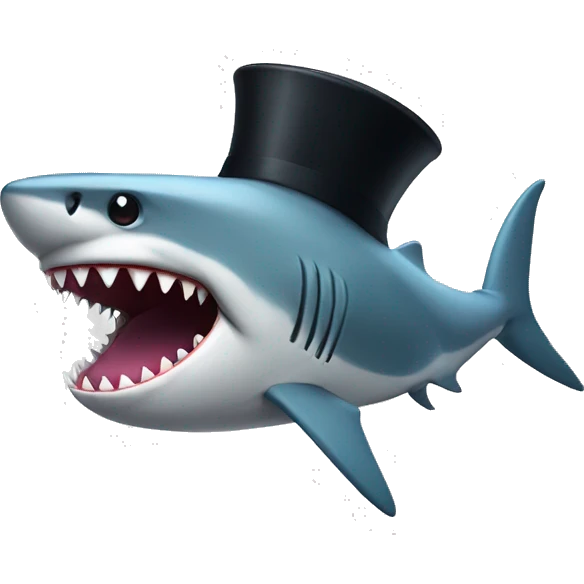 Shark with a top hat emoji