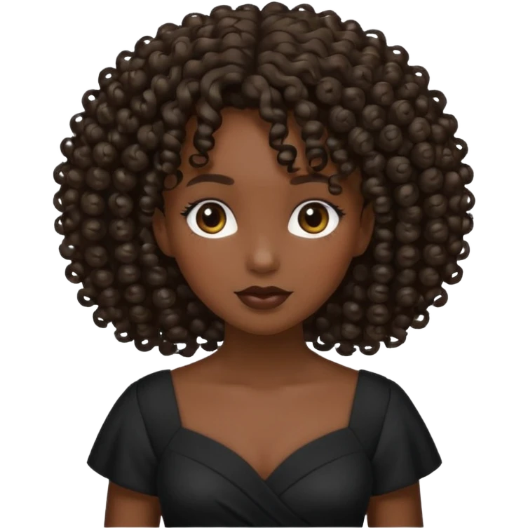 curly haired black dress girl emoji