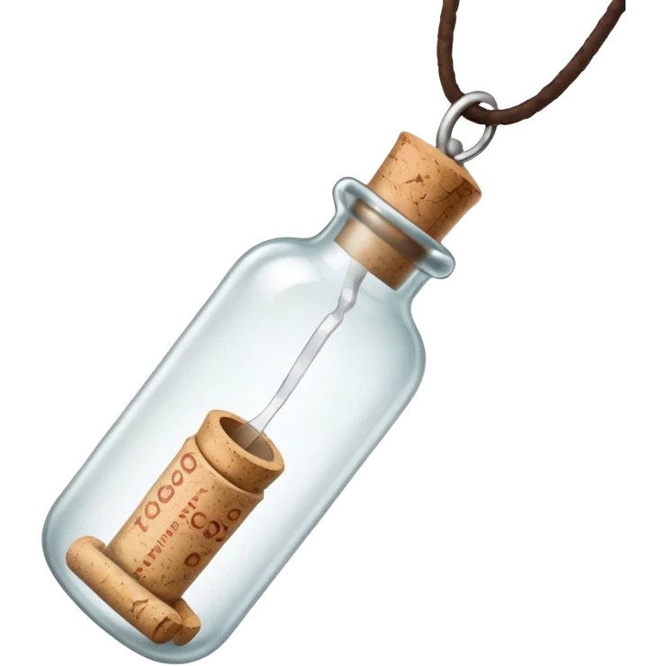 A Message Bottle, necklace inside emoji