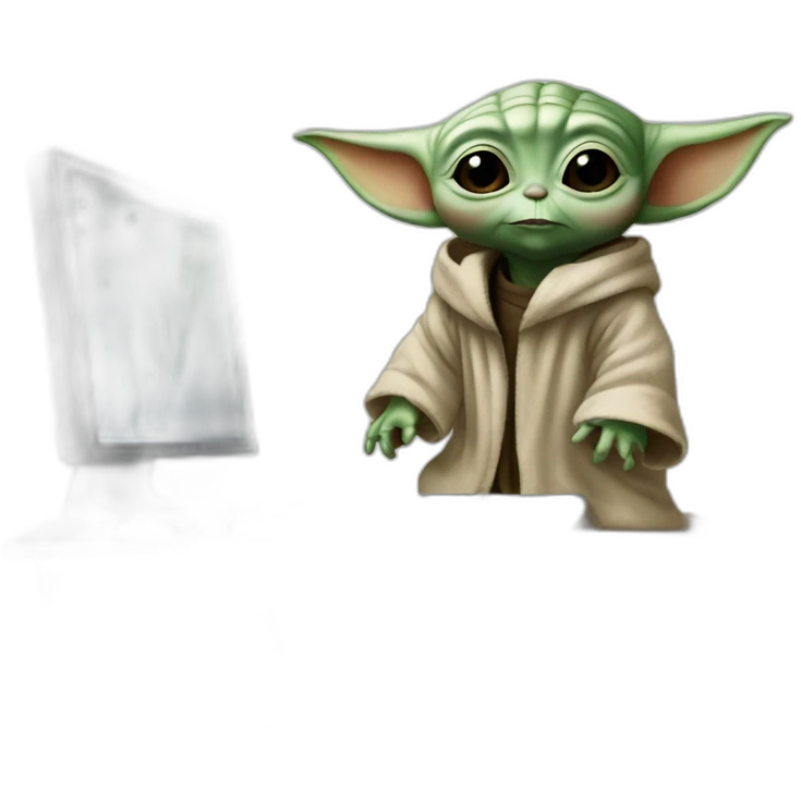 baby yoda behind computer emoji