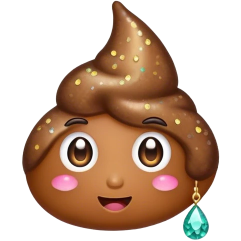 poop wearing a sparkly earring emoji