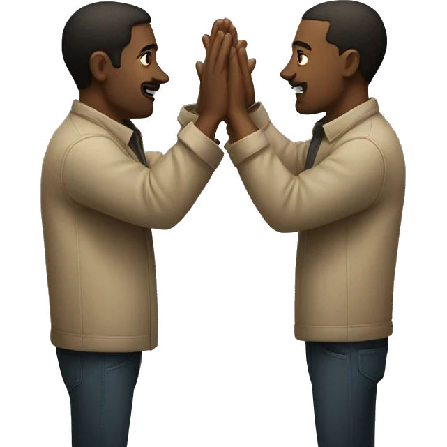 two men facing off with hands up emoji