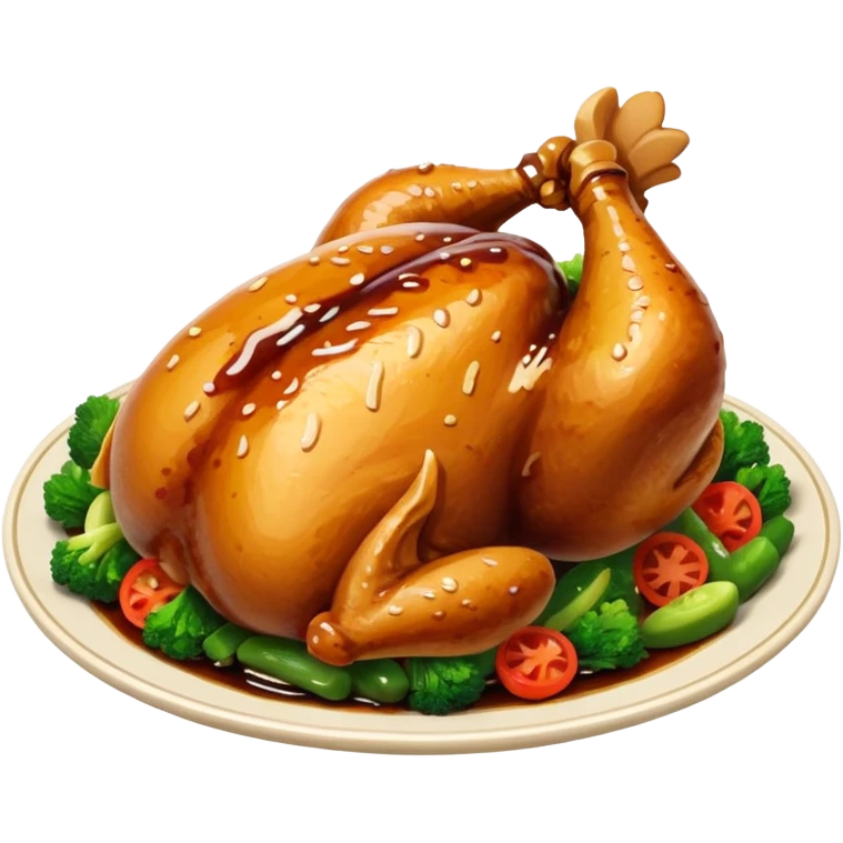chicken vegetables soy sauce on top  emoji
