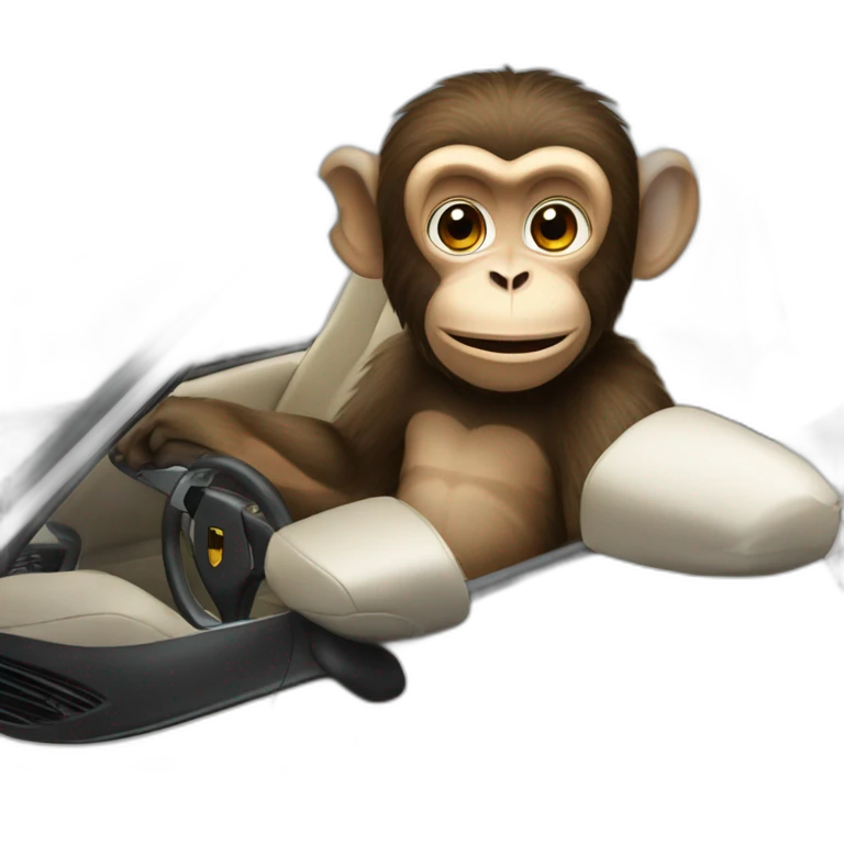 a monkey in a porsche 911 emoji