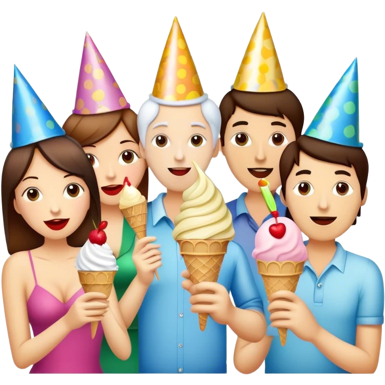 two people social at party with icecream emoji