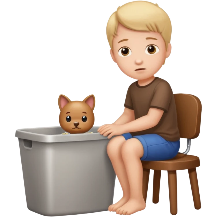 Child boy pooping in litter box emoji