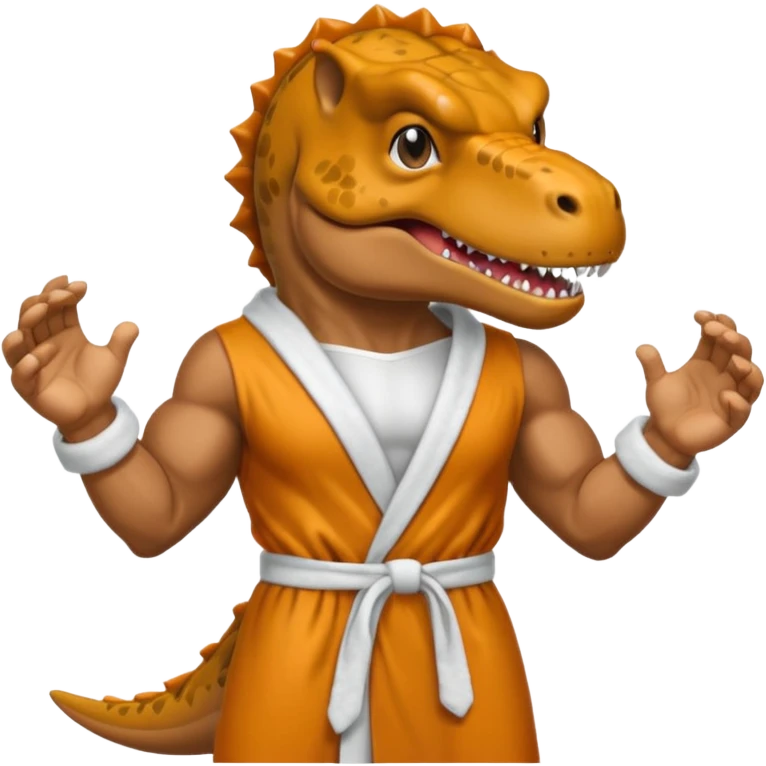 T. rex boxer wearing a robe emoji