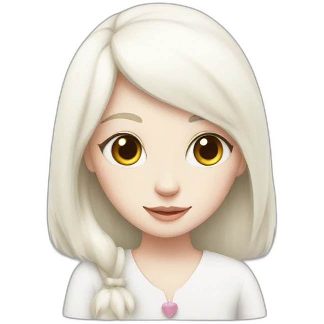 white cat and girl emoji