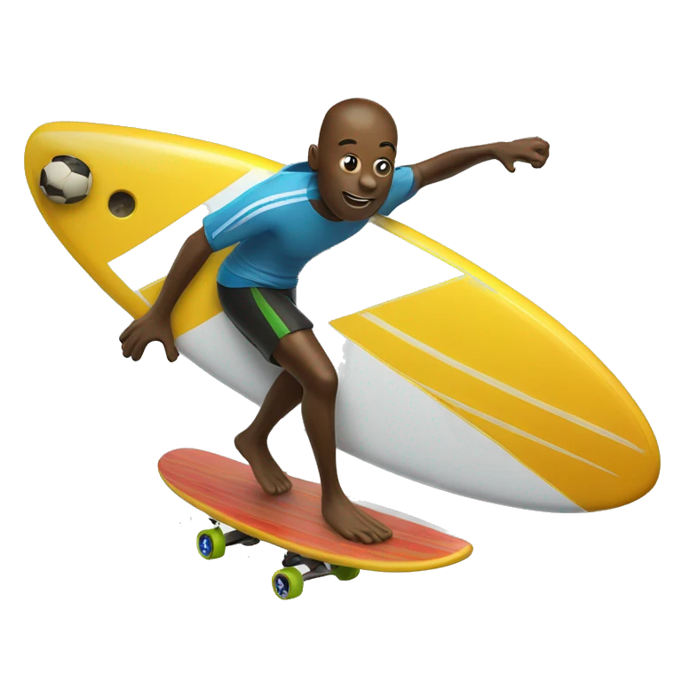 Soccer ball riding a surf board  emoji