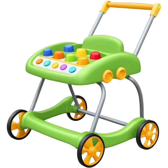 green baby walker with toys on it emoji
