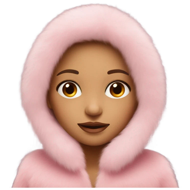 European girl in a pink fur coat emoji