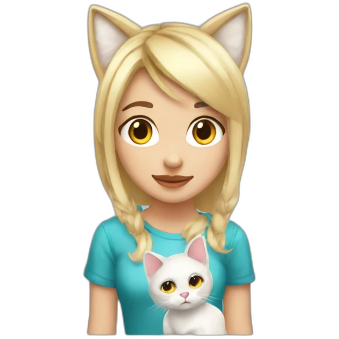 cute blonde girl with a white tail and cat ears emoji