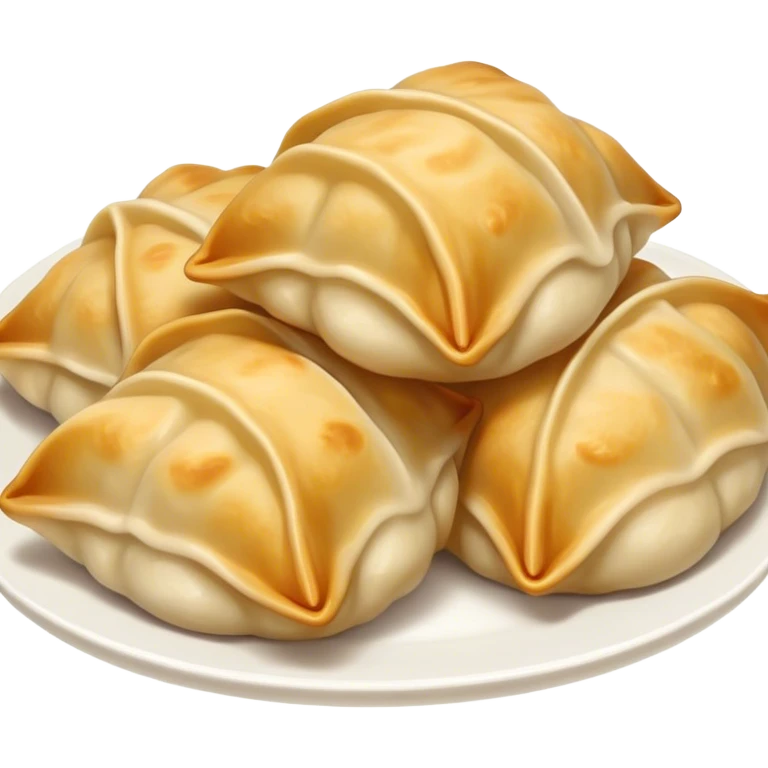 Gyoza Cinematic Realistic Gyoza Dish Emoji, depicted in a close-up view of 1 to 2 delicate dumplings with a crisp, golden exterior and savory filling, rendered with exquisite detail and dynamic lighting. emoji