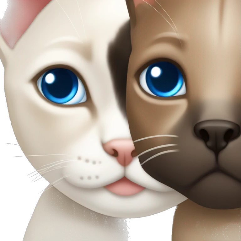 Siamese cat Hug white boy brown hair blue eyes emoji