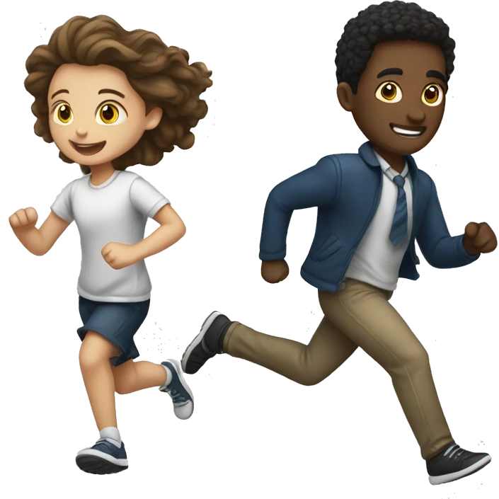A white student and a white classmate running at school emoji
