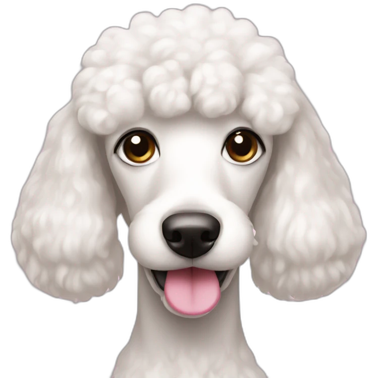 White poodle with pink nose and straight hair emoji