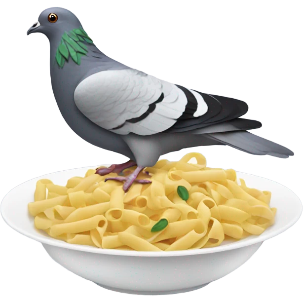 Pigeon eating pasta  emoji