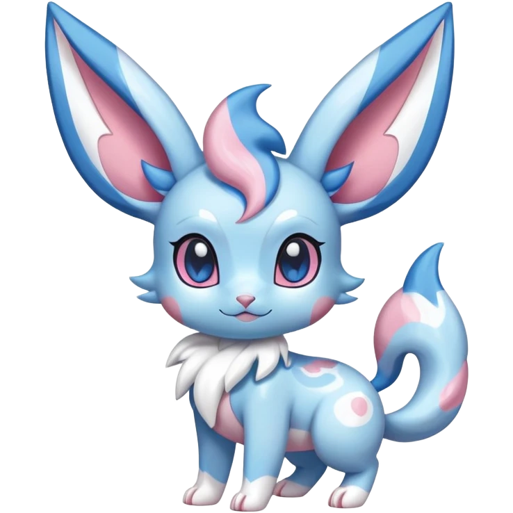 Exotic shiny rare epic cute sylveon-snotty-creature, full body, with random markings emoji
