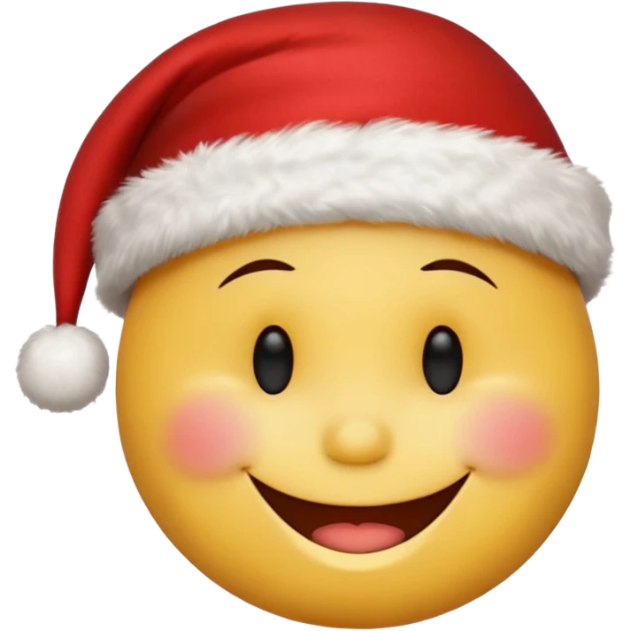 Smiley face smiles with closed eyes in a red Christmas hat emoji