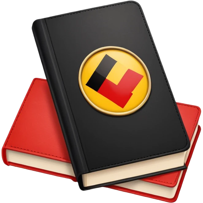 book with a check mark and German flag above it emoji
