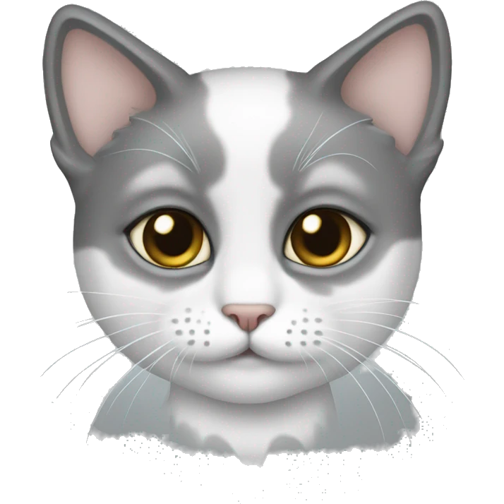 little cat white with stain grey emoji