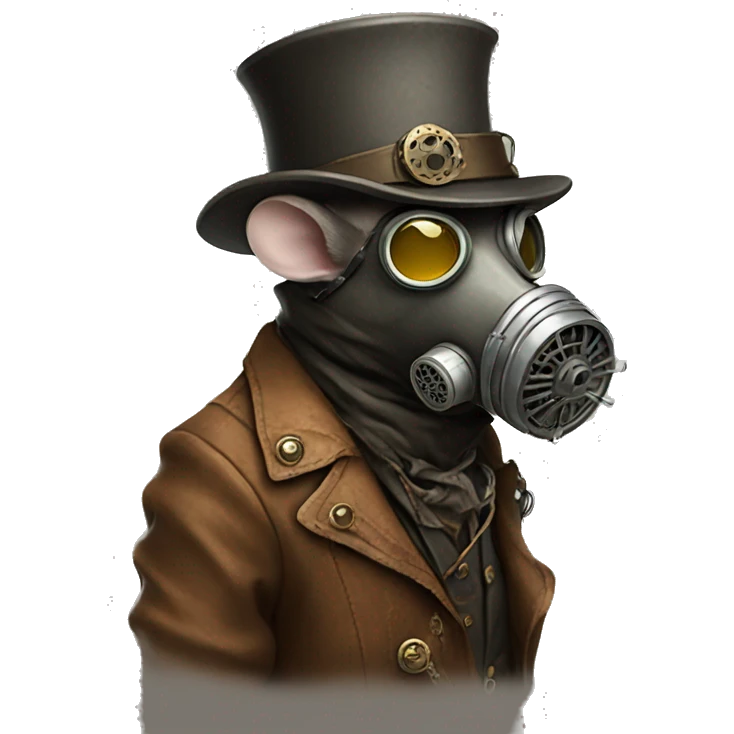 Profile of a rat with a steampunk cloth gas mask and ragged clothes  emoji