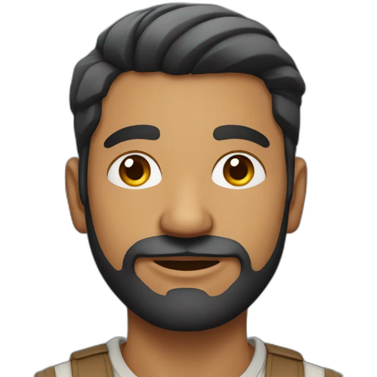indian man with undercut hair style in casual dress with low facial hair emoji