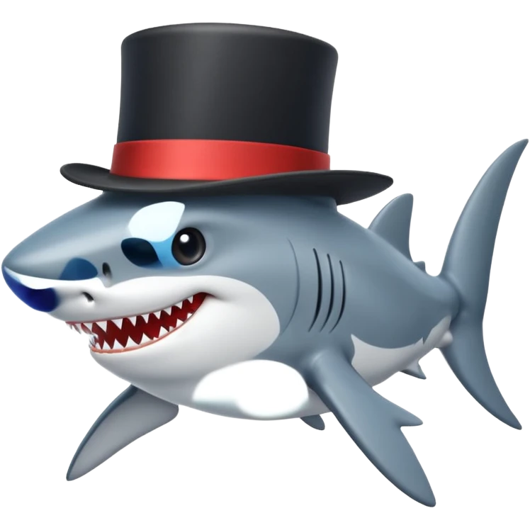 Shark with a top hat emoji
